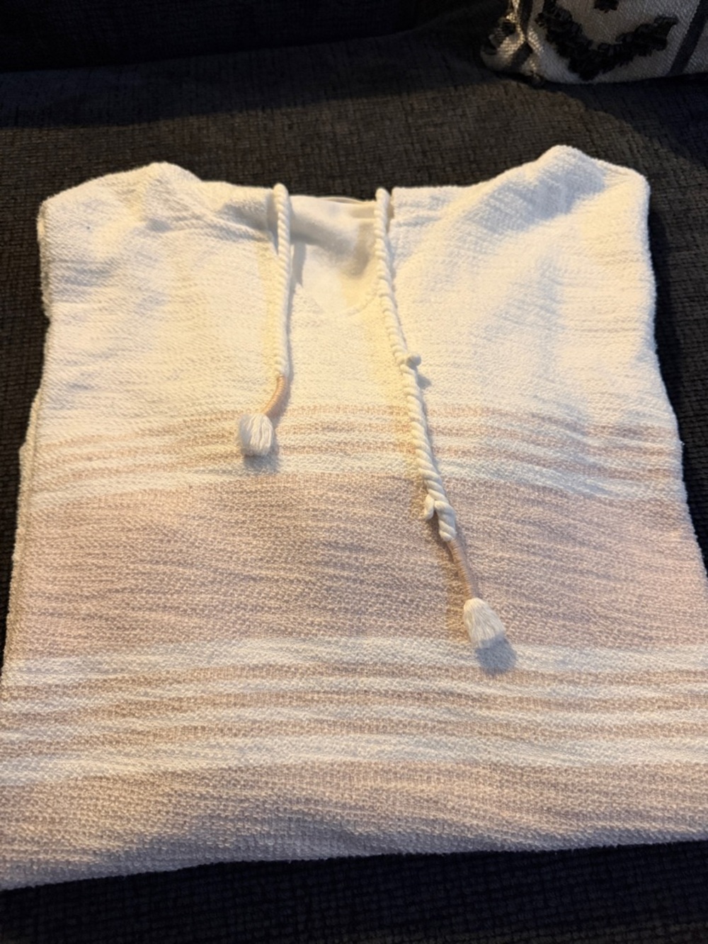 Ron Jon Cream and Light Pink Hooded Knit Pullover